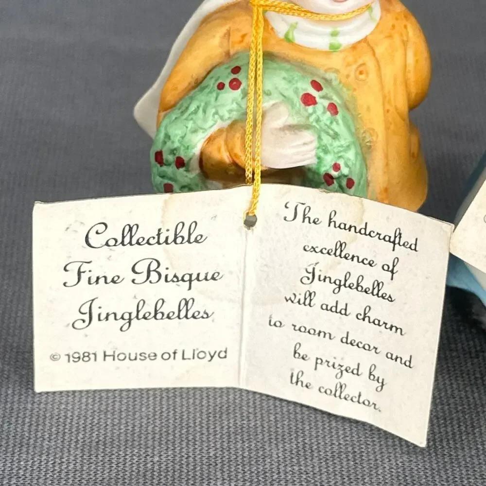 VTG 80s House of Lloyd Porcelain Bisque Bell Ornament Figures Boy Girl Christmas
